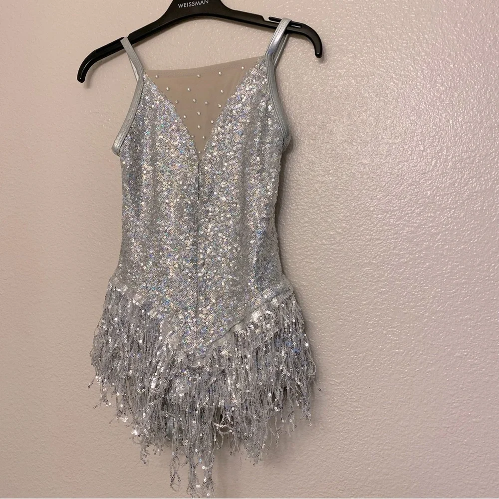 Weissman Dance Costume silver fringe jazz Broadway flapper Little Swing 10147 SA